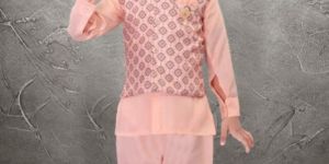 0-2 Years Boys Peach Kurta Pajama Set