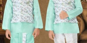 0-2 Years Boys Rama Color Dhoti Kurta Combo Set