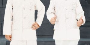 0-2 Years Boys White Dhoti Kurta Combo Set