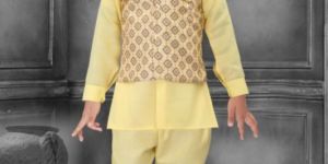 0-2 Years Boys Yellow Kurta Pajama Set