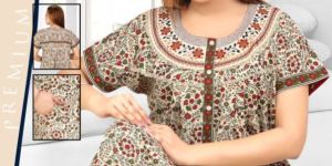 Grey Printed Cotton Nighty