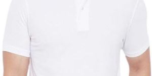 Mens White Polo Neck T-Shirt