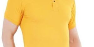 Mens Yellow Polo Neck T-Shirt