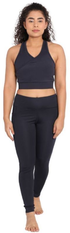 Navy Blue Tights and Sports Bra Set