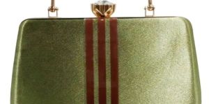 Shiny Green Resin Velvet Clutch Bag