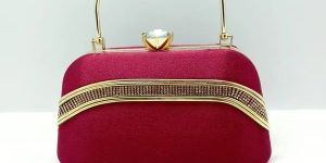 Stylish Maroon Velvet Clutch Bag