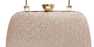 Women Beige Synthetic Clutch Bag