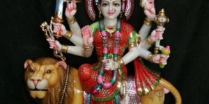 Multicolor Durga Maa Marble Statue