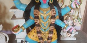 Painted Hindu Marble Maa Kali Statue