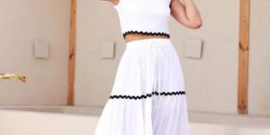 Sleeveless Bustier Co-ord Set with White Maxi Skirt