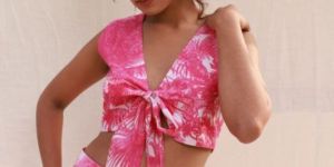 Straight pants with tie knot crop top co-Ord set