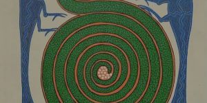 Snake & Peacock with eggs painting