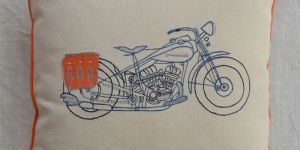 Retro Bike Cotton Canvas Cushion Cover