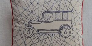 Retro Car Cotton Canvas Cushion Cover