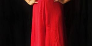 Red One Shoulder Hand Embroidered Crop Top