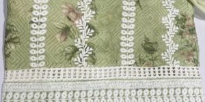 Sage Green White Thread Embroidered Unstitched Suit