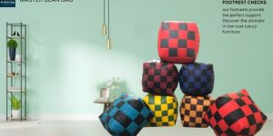 FOOTREST ROYAL CHECKS BEAN BAG