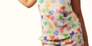 WOMENS HEART PRINTED NIGHTSUIT - WHITE