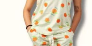 WOMENS ORANGE PRINTED NIGHTSUIT - PISTA