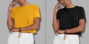 WOMEN'S PLAIN SOLID CROP TOP SET OF 2