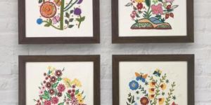 Set of 2/4 Bouquet of Wildflowers Framed Wall Hangings