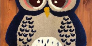 Wool Tufted Owl Rug Handmade Woven Wall Hanging