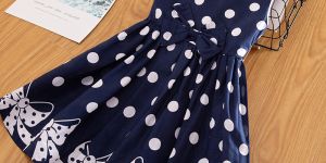 Girls Summer Sleeveless Polka Dot Printed Dress