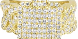 Yellow Gold Diamond Ring Studded With Lab Grown Diamond In VS2-SI1 Clarity