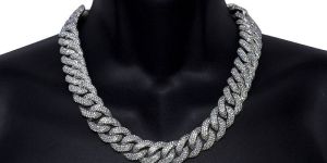 Yellow Gold-Plated Sterling Silver Diamond Chain 108 Carats of VVS1 Moissanite Diamonds