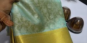 Golden Border Banarasi Tissue Soft Silk Saree