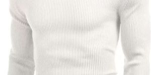 Mens White High Neck Sweater