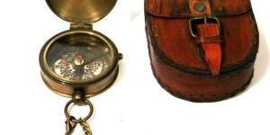 Vintage Flat Maritime Nautical Handmade Brass Compass