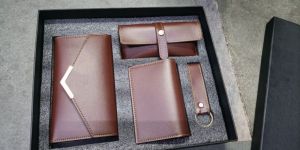 Ladies Brown PU Leather Gift Set