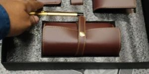 Mens Brown PU Leather Gift Set