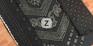 Ladies Black Cotton Unstitched Suit