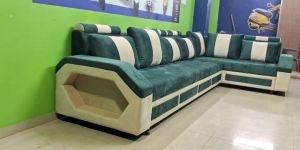 Wooden L Shaped Sofa Set