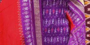 Ladies Purple & Red Sambalpuri Unstitched Suit