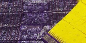 Ladies Purple & Yellow Sambalpuri Original Silk Saree