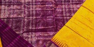 Ladies Rani Pink & Yellow Sambalpuri Original Silk Saree