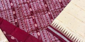 Ladies Red & White Pure Silk Saree