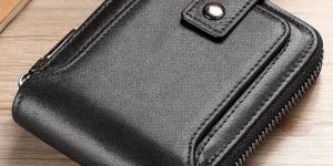 Mens Cow Nappa Leather Bifold Round Zipper Wallet