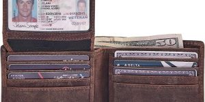 Mens Genuine Cow Hunter Leather Bifold Wallet