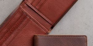 Mens Genuine Cow Leather Slim Bifold Wallet