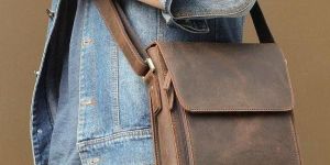 Mens Hunter Leather Satchels Crossbody Sling Bag