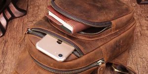 Mens Leather Casual Backpack Crossbody Sling Bag