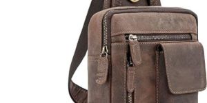 Mens Leather Chest Crossbody Sling Backpack Bag