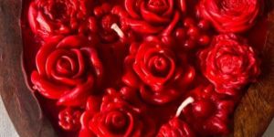 Wooden Heart Shape Rose Scented Candle