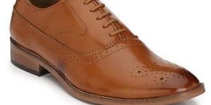 Mens Tan Lace up Oxford Brogue Shoes