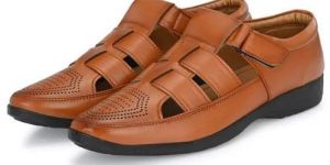 Mens Tan Leather Buckle Sandal