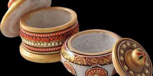 White Marble Designer Sindoor Box